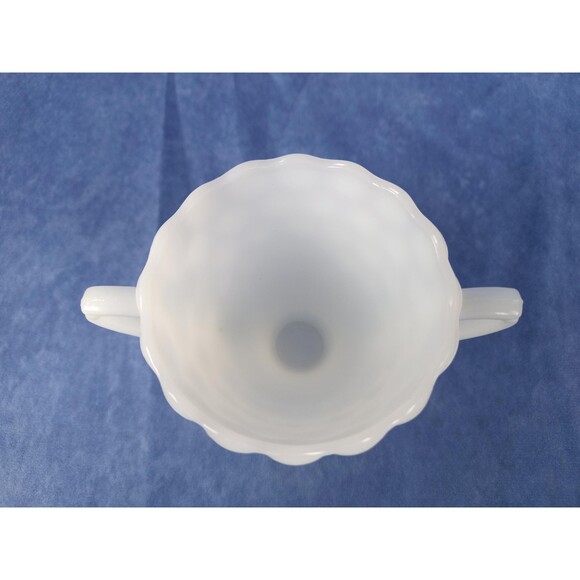 Anchor Hocking White Milk Glass Sugar Cup Decorative Cup Small Bowl With Handles - Picture 4 of 7